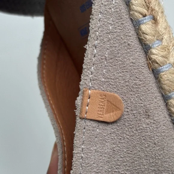 Verbenas Carmen Serraje Piedra Suede Espadrille Flat Shoes Size 41/ US 10.5/11 - Picture 16 of 16
